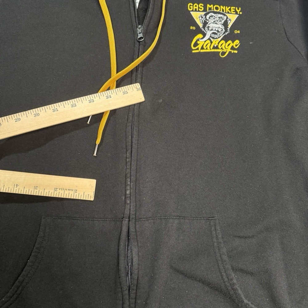 Gas Monkey Garage Hoodie Jacket Full Zip Black/Yellow Men's 2XL Front Back - Picture 4 of 8
